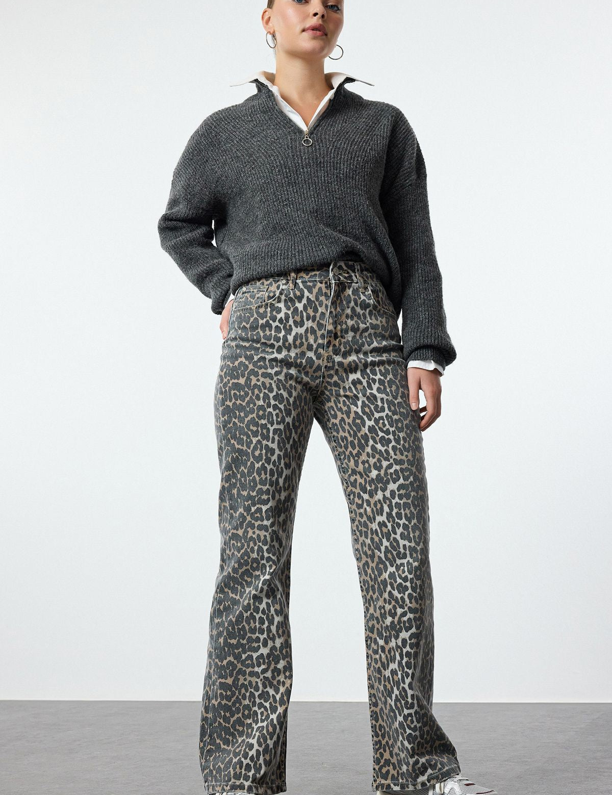 High-Rise Leopard Print Denim Jeans - Bold & Trendy Statement Pants

Shop our high-rise leopard print denim jeans to add a fierce touch to your style. Comfortable and trendy, these jeans are perfect for both casual days and stylish nights out.