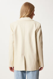 Women’s Cream Tailored Blazer | Classic Single-Breasted Jacket