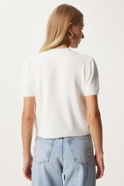 White Short Sleeve Cashmere Sweater | Women’s Luxe Knit Top