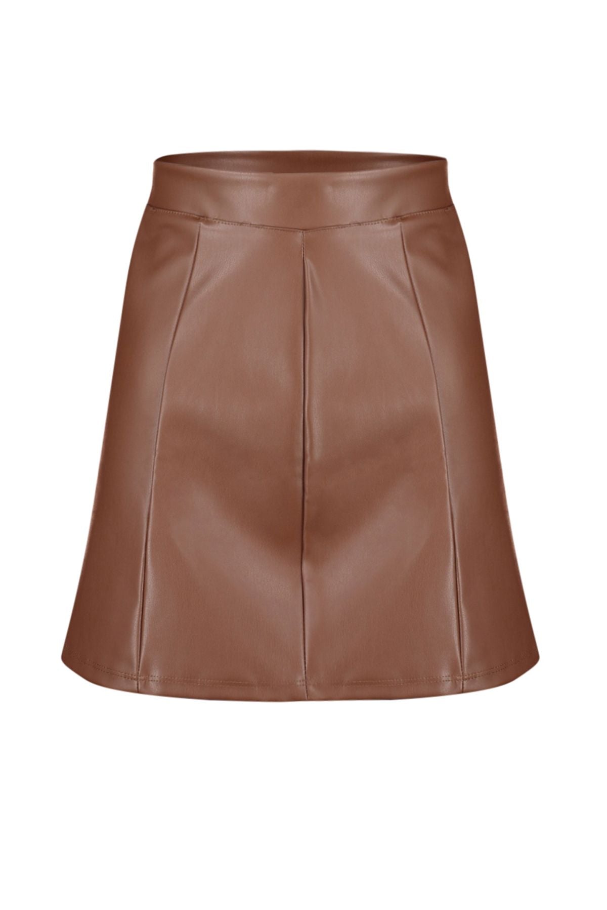 Brown Faux Leather High-Waisted Mini Skirt – Chic & Versatile Look