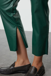 Stylish Green Faux Leather Pants – Cropped Fit | Atika Style