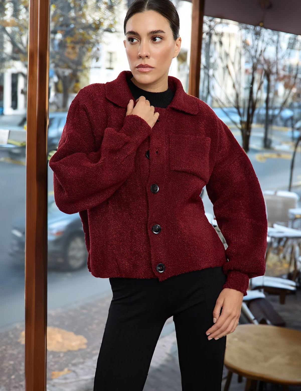 Burgundy Textured Button-Up Jacket – Cozy Winter Outerwear for Women

Stay warm and chic with this burgundy textured button-up jacket. Featuring a soft finish and relaxed fit, it’s perfect for layering in cooler seasons.