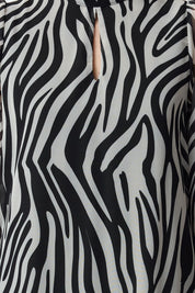 Zebra Print Long Sleeve Shift Dress | Women’s Animal Print High Neck Dress