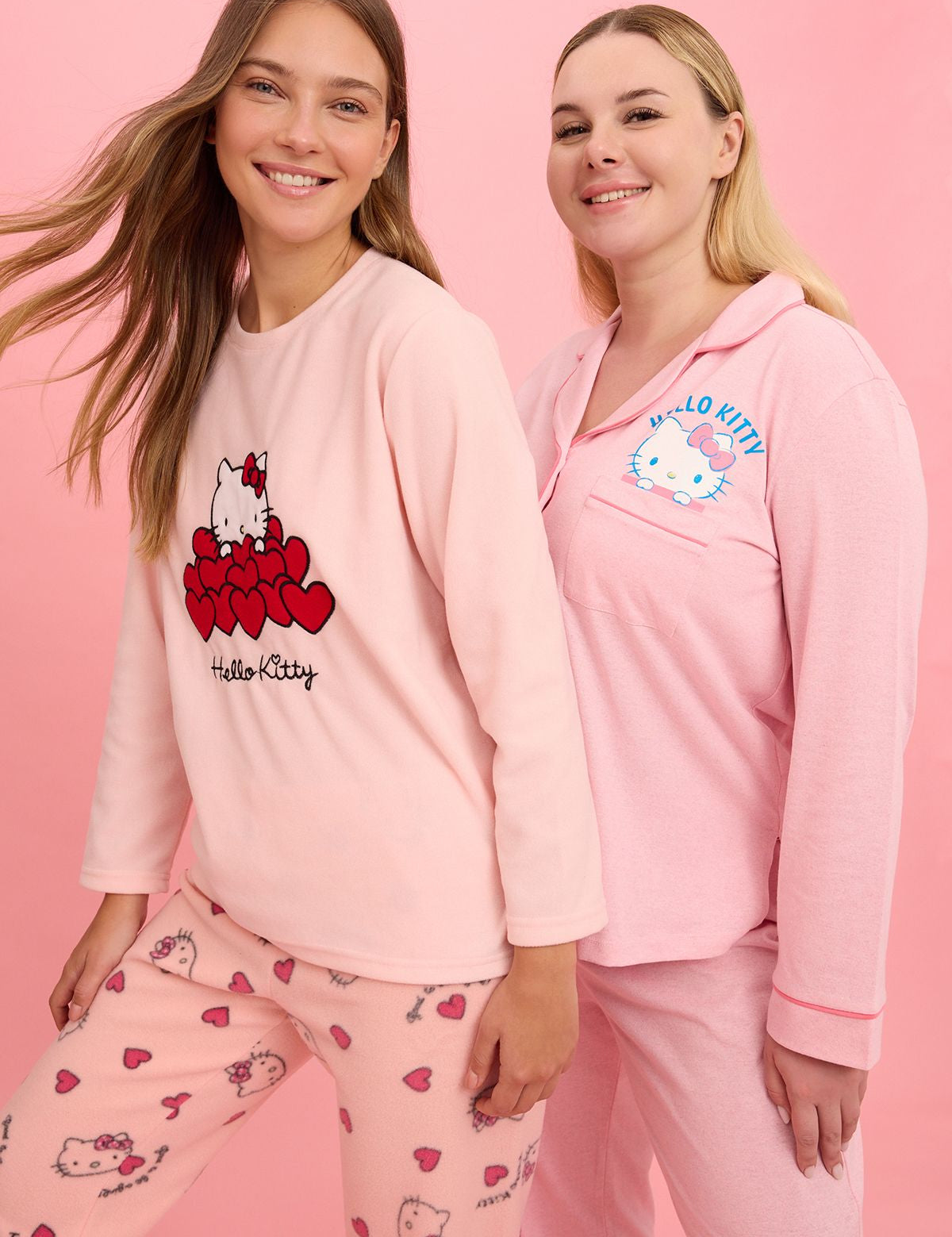 Snuggle up in our Hello Kitty pink pajama set! Featuring a cozy long-sleeve top and printed pants, perfect for fans or as a gift. Shop now for cute sleepwear!