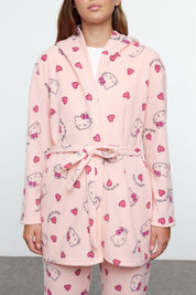 Hello Kitty Pink Fleece Robe and Pajama Set – Cozy Lounge Wear for Women