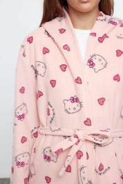 Hello Kitty Pink Fleece Robe and Pajama Set – Cozy Lounge Wear for Women