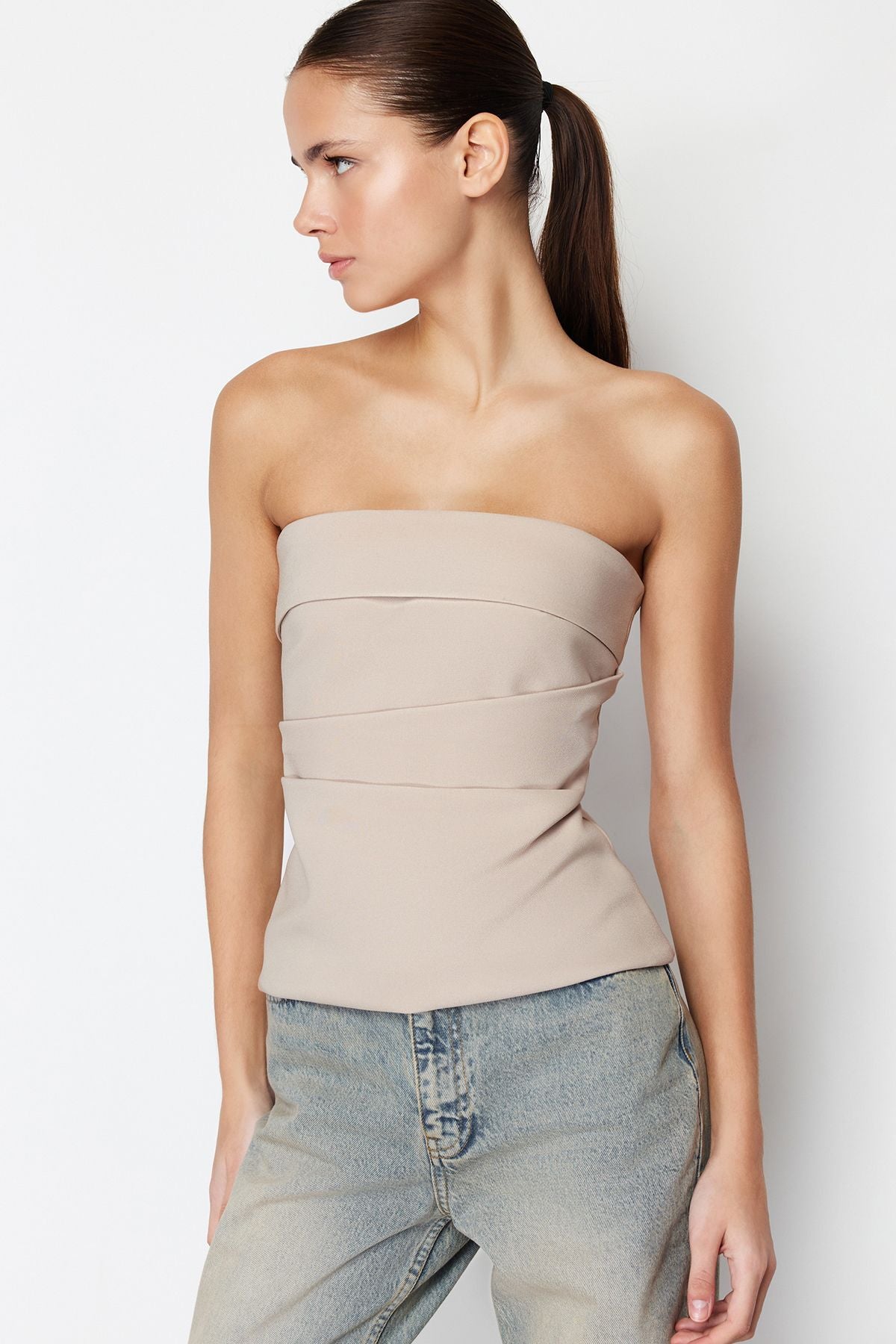 SYDNEY Strapless Top - Beige