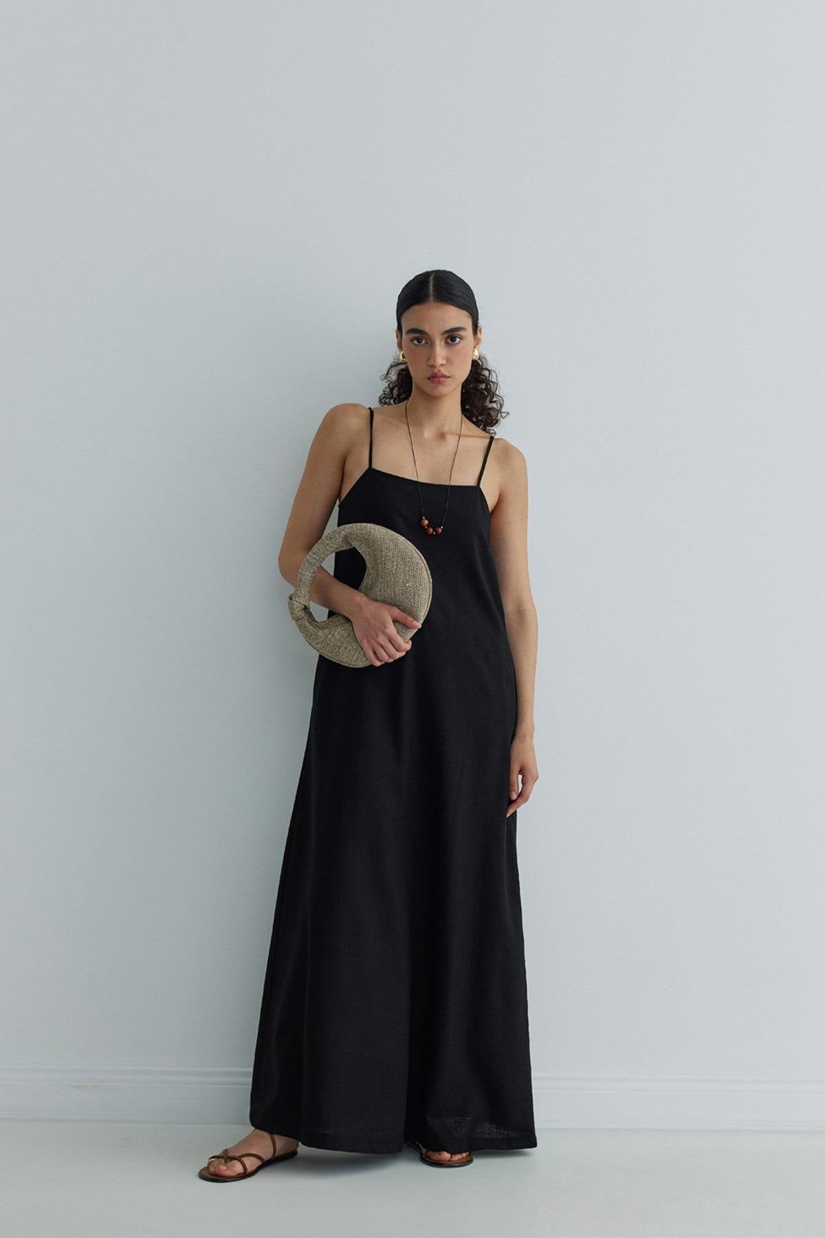 Zara Spaghetti Strap Maxi Dress - Black