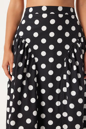 Polka Dot High-Waisted Midi Skirt - Chic and Playful