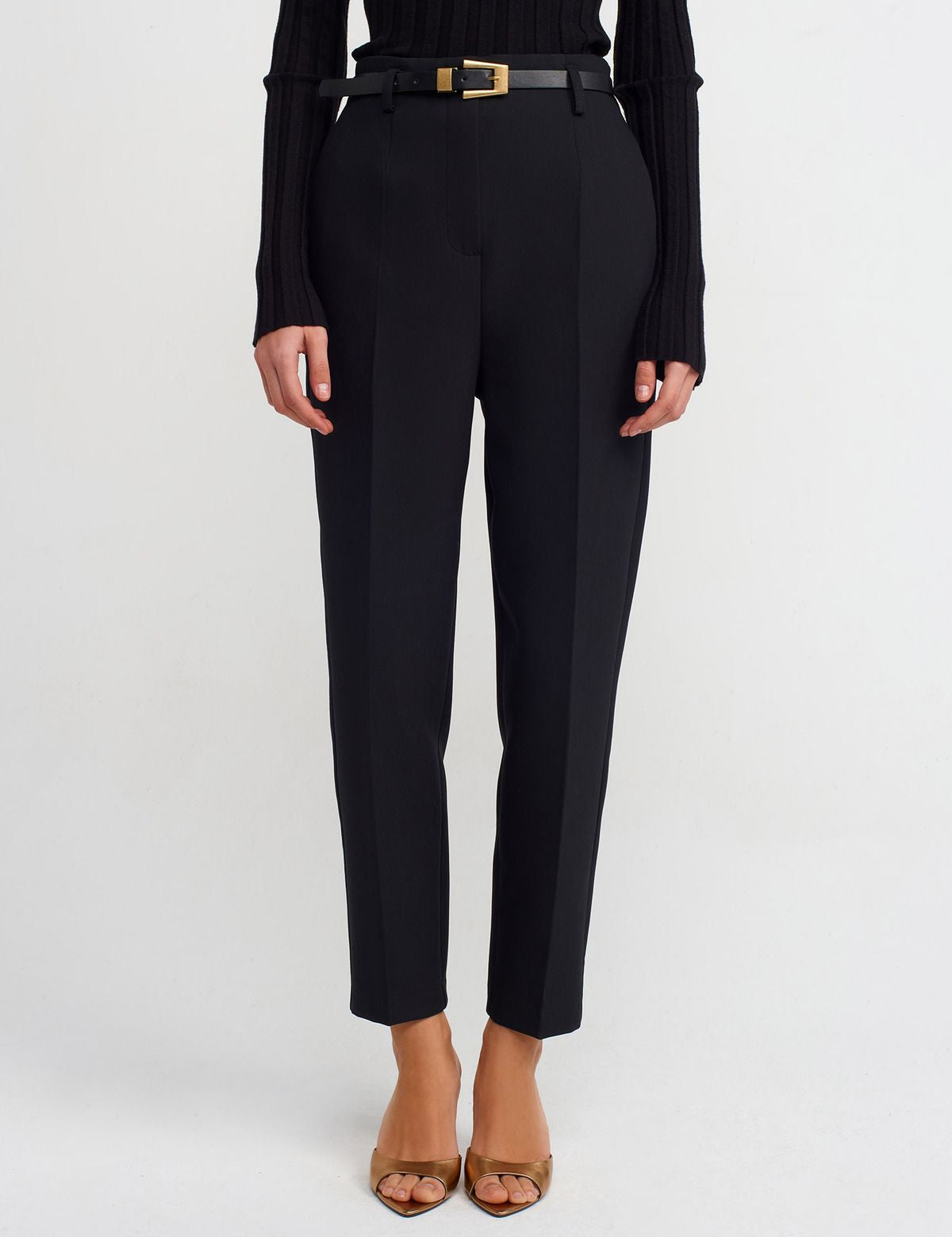 ARIANA High-Waisted Tailored Pants - Black