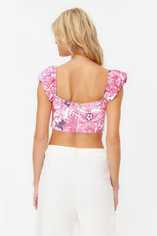 ISABELLA Off-Shoulder Corset Top - Pink Floral