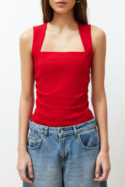 NIA Square Neck Tank Top - Red