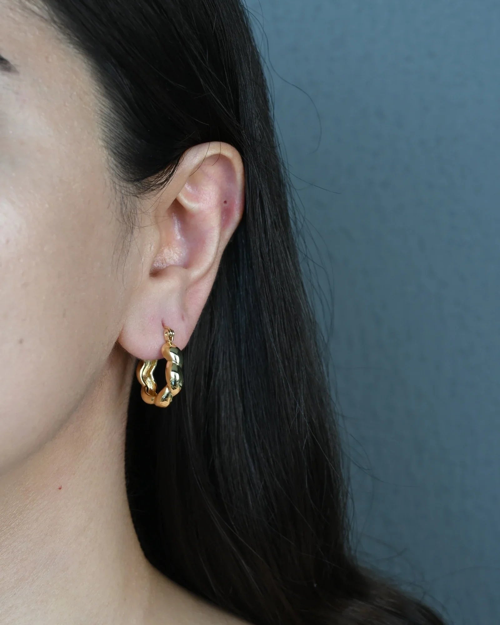 Steel Gold Spiral Hoop Earrings