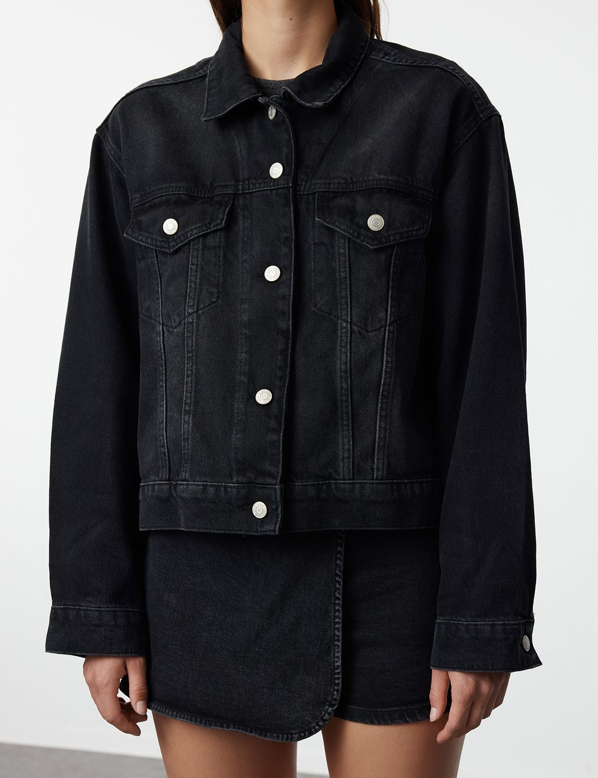 Classic Black Denim Jacket - Versatile Women’s Outerwear