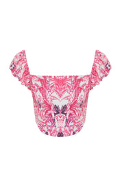 ISABELLA Off-Shoulder Corset Top - Pink Floral