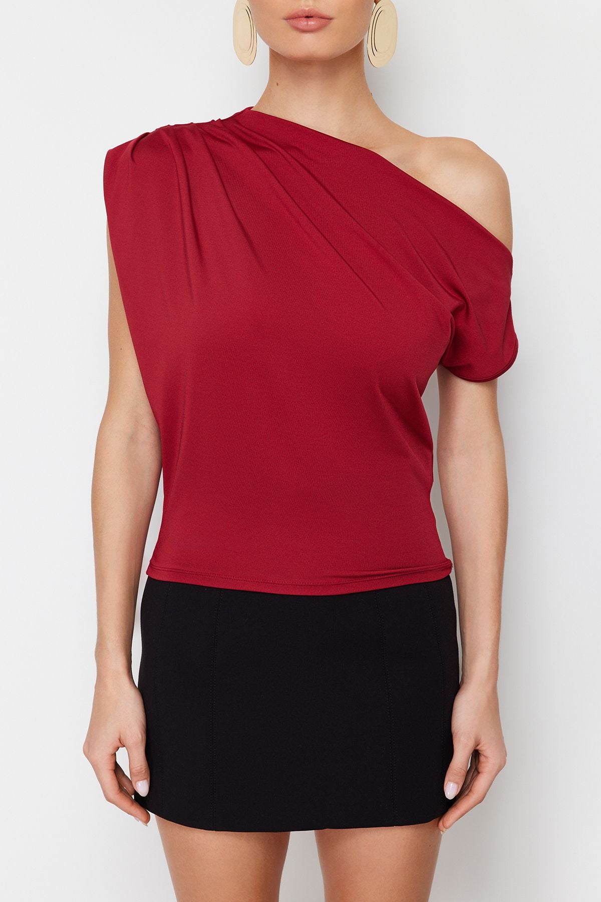 Elegant Off-Shoulder Red Top