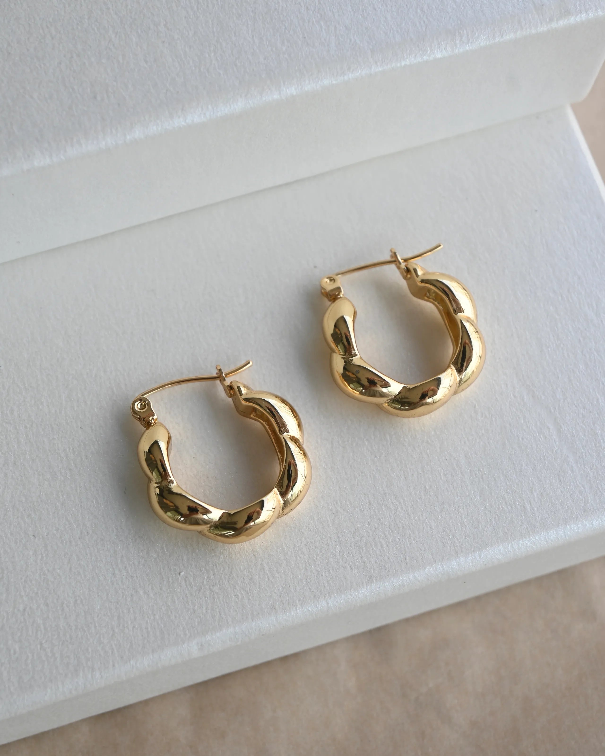 Steel Gold Spiral Hoop Earrings