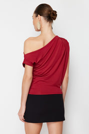 Elegant Off-Shoulder Red Top