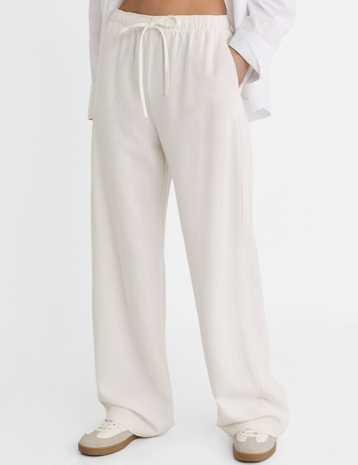 TALIA Linen Wide Leg Pants - Ivory