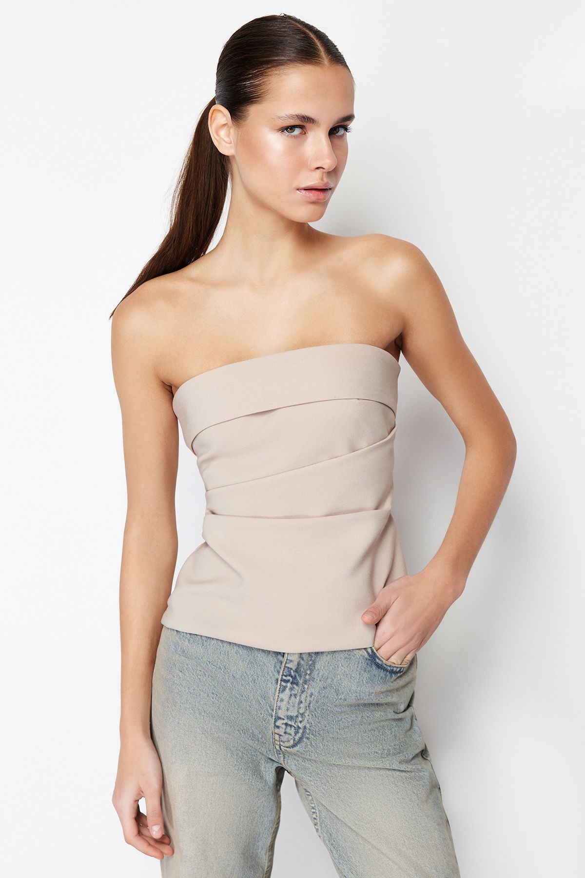 SYDNEY Strapless Top - Beige