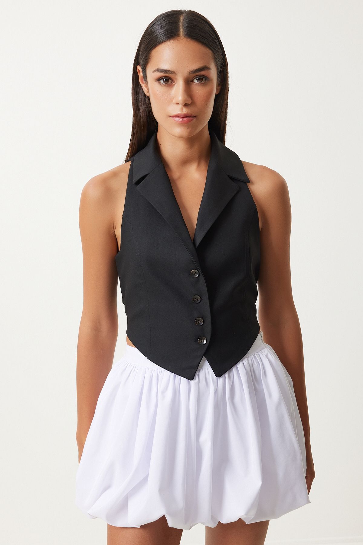 Classic Black Button-Down Vest with Lapels