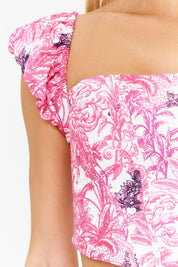 ISABELLA Off-Shoulder Corset Top - Pink Floral