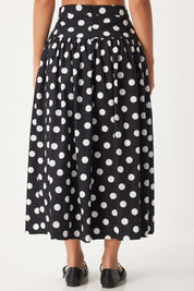 Polka Dot High-Waisted Midi Skirt - Chic and Playful